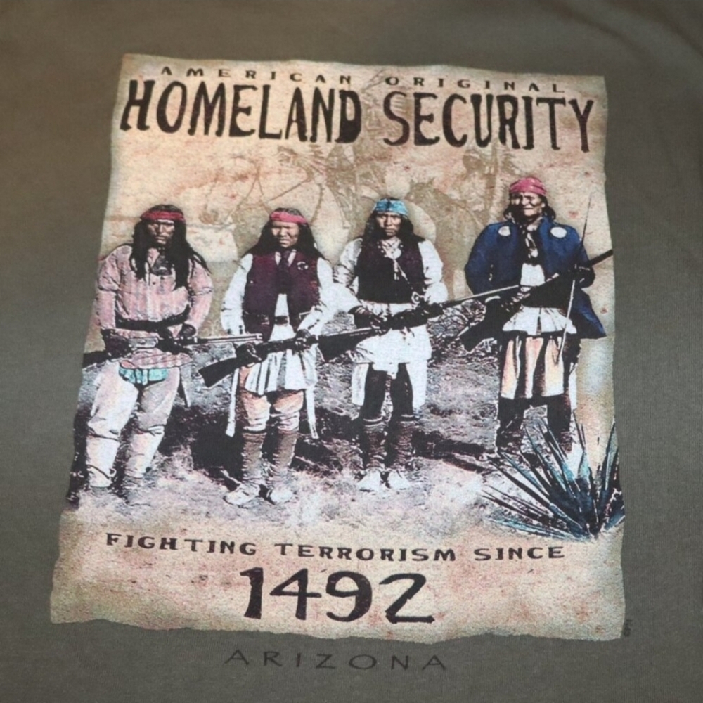 American Original Homeland Security Tee XL Olive Green Delta Pro Weight Vintage